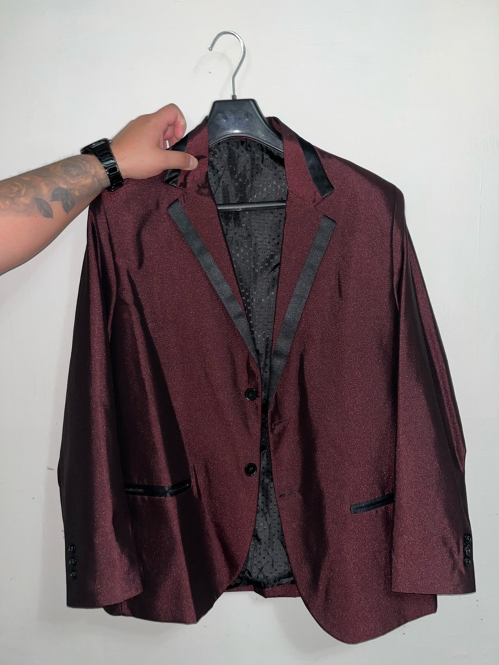 J.L Fox Western Wear Men's Burgundy Blazer with Black Trim